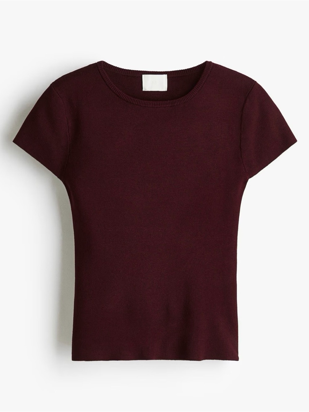 H&M Short Sleeve Crew Neck Top - Burgundy